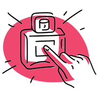 Perfume bottle with a finger on it