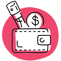 Wallet with a perfume atomizer sticking out