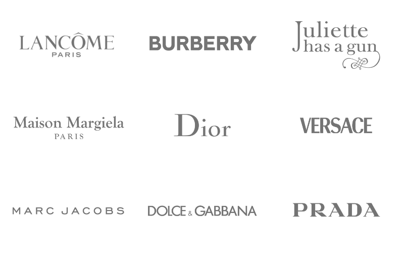 Logos of popular perfume brands